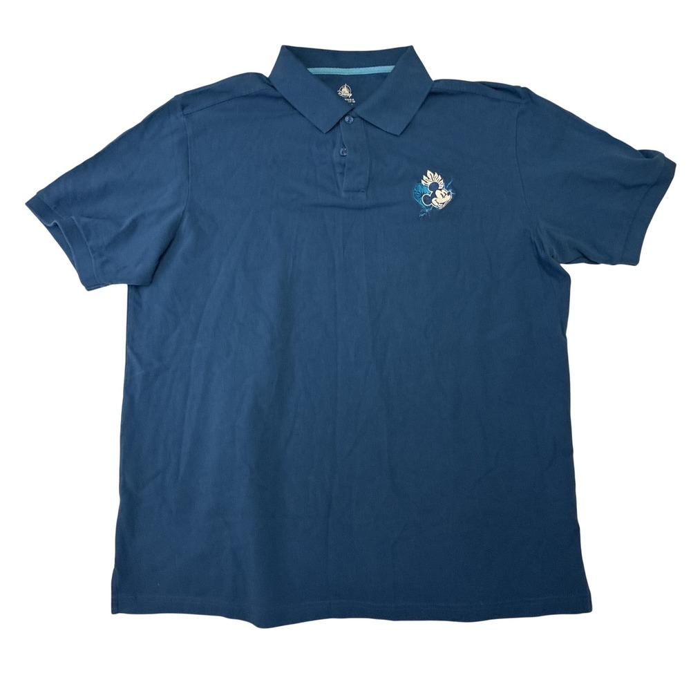 Disney Parks Mickey Mouse Blue Short Sleeve Pique Polo Shirt Mens XL